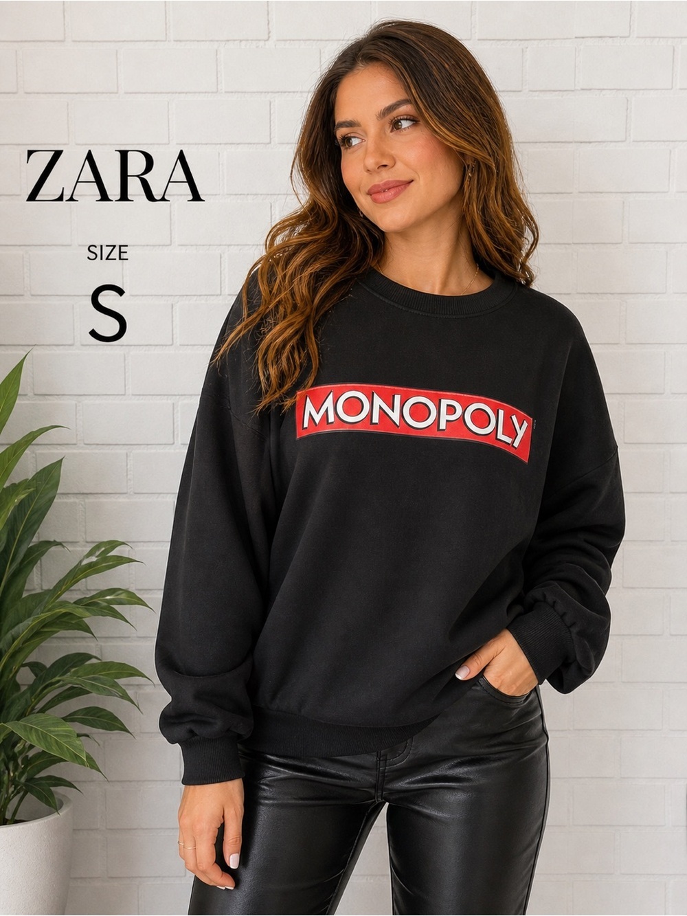 ZARA Trafaluc monopoly New York Ave Graphic Sweatshirt - Size S